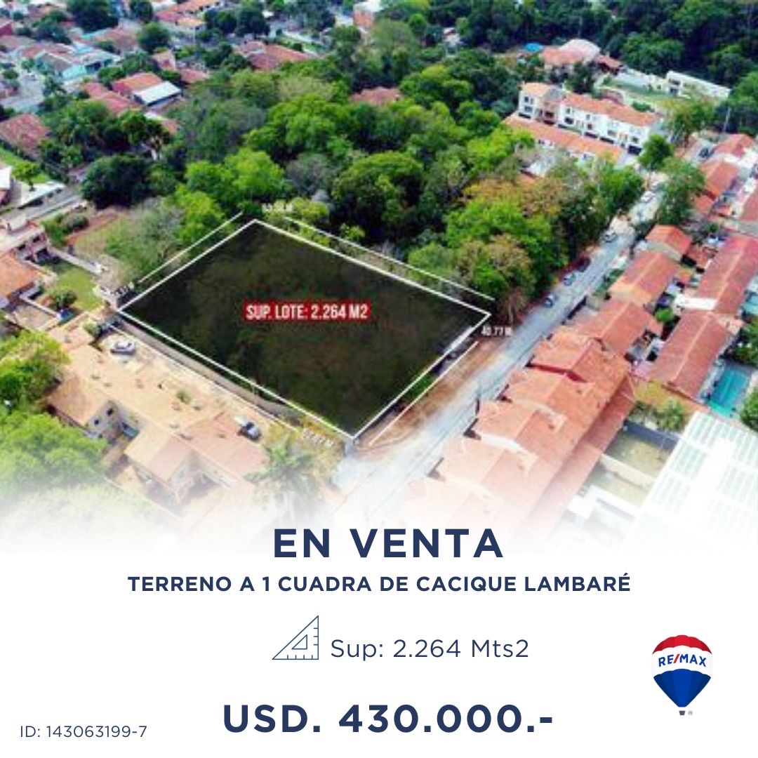 Terreno en venta en Cacique Lambare